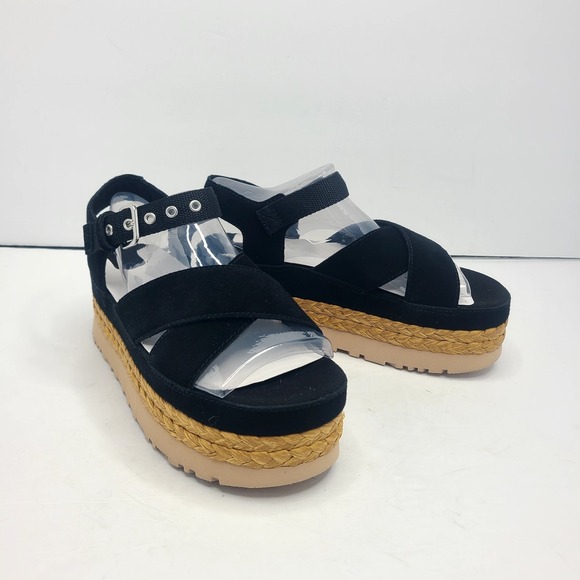 UGG Aubrey 2" Platform Sandal Strap Black Suede US 8 EU‎ 39 - Picture 2 of 9